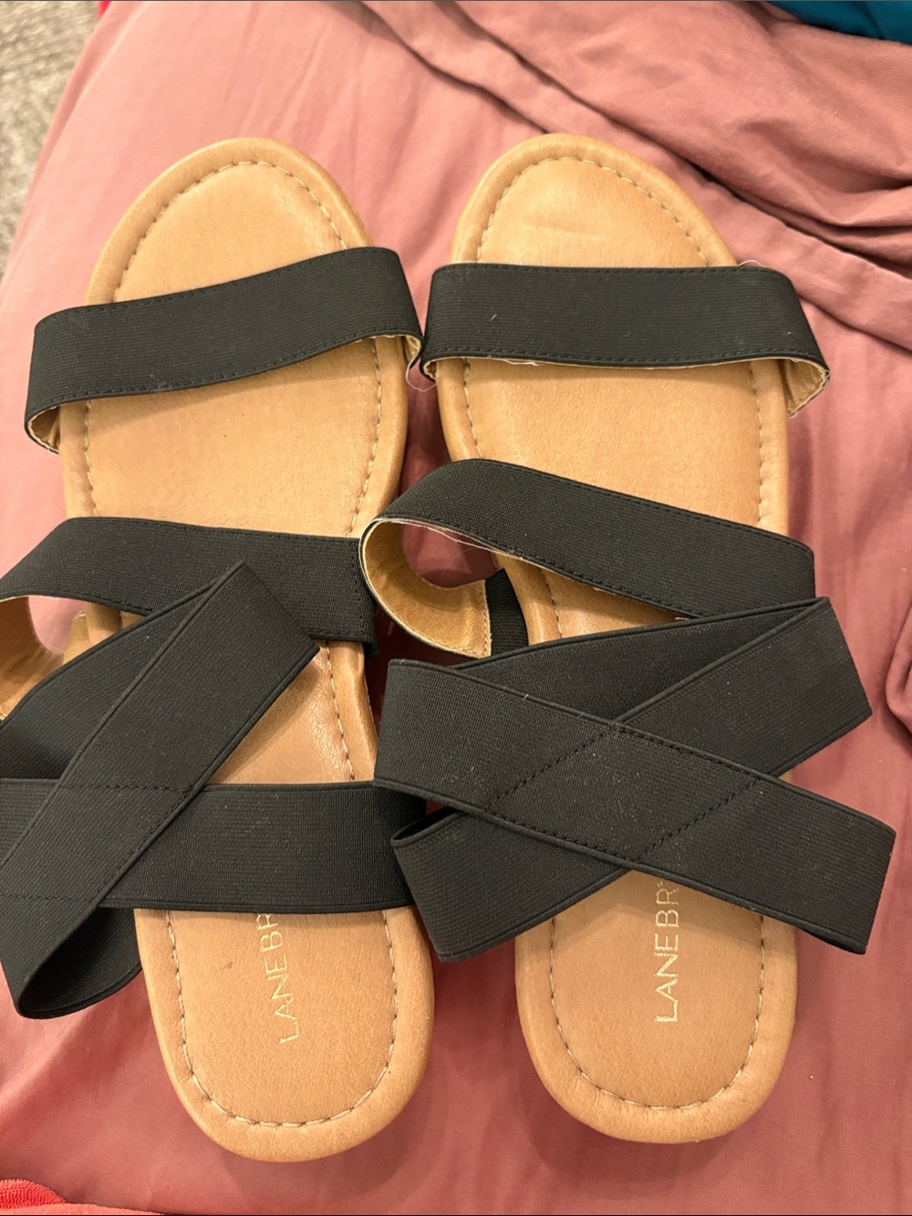 Lane Bryant Black Crisscross Elastic Strap Sandals